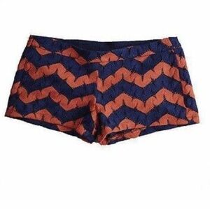 Judith March Orange and navy lined shorts